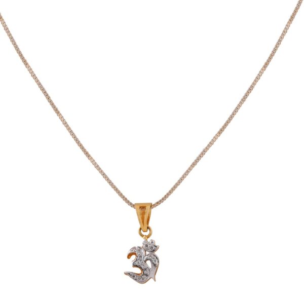 Glossy Finish Rhodhium Polish CZ Studded OM Gold Pendant - FCP111