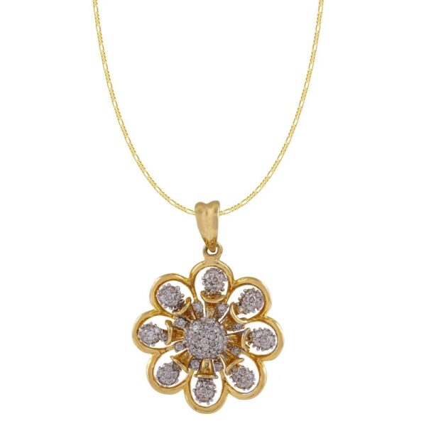 Glossy Finish Pressure Set Blossom Floral Design Diamond Pendant-DPD98
