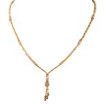 Glossy Diamond Cut Sand Blast Finish Drop Gold Ball Chain And Earrings Set- FCH157