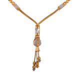 Glossy Diamond Cut Sand Blast Finish Drop Gold Ball Chain And Earrings Set- FCH157 - Image 4