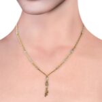 Glossy Diamond Cut Sand Blast Finish Drop Gold Ball Chain And Earrings Set- FCH157 - Image 3