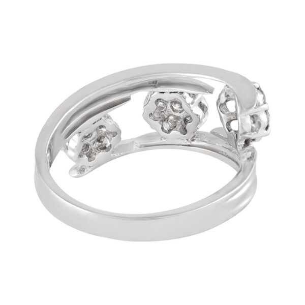 Glossy Glittering Pressure Set Curve Cluster Diamond Ring - DR108