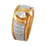 Glittering Flush Prong Set Cluster Round With Pear Cut Diamond Ring - DR123