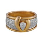 Glittering Flush Prong Set Cluster Round With Pear Cut Diamond Ring - DR123 - Image 4