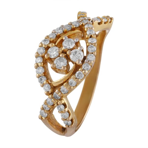 Glossy Sparkling Crisscross Cluster Diamond Ring - DR187