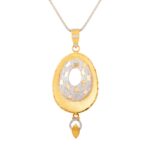Glossy Sand Blast Finish Diamond Cut Gold Pendant Set - PS210 - Image 2