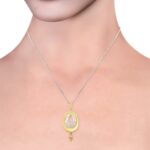 Glossy Sand Blast Finish Diamond Cut Gold Pendant Set - PS210 - Image 5