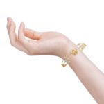 Elegant Glossy Diamond Cut Floral Gold Bracelet - FBR65 - Image 5