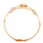 Elegant Glossy Diamond Cut Floral Gold Bracelet - FBR65 - Image 2