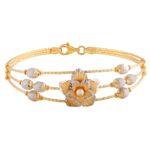 Elegant Glossy Diamond Cut Floral Gold Bracelet - FBR65 - Image 3