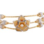 Elegant Glossy Diamond Cut Floral Gold Bracelet - FBR65 - Image 4