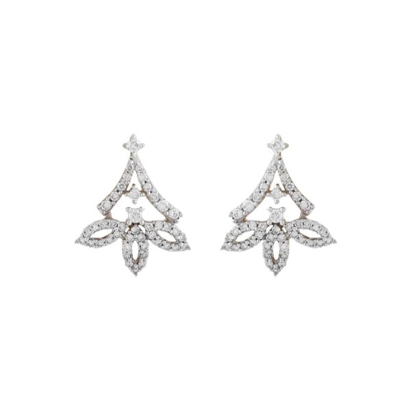Elegant Sparkling Leafy Design Cluster Diamond Earring - DTP160