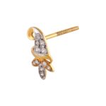 Flush Set CZ Rhodhium Polish Gold Curved Hat Earring - FT405 - Image 2