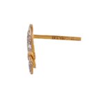 Flush Set CZ Rhodhium Polish Gold Curved Hat Earring - FT405 - Image 3
