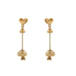 Glittering Diamond Cut Heart With Drop Gold Ball Long Earring - TP5089