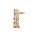Glittering Prong Set CZ Rhodhium Polish Gold Earring - FT389 - Image 3