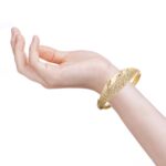 Glossy Brush Polish Cluster CZ Gold Bracelet - FBR36 - Image 3