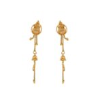 Glossy Diamond Cut Long Gold Earring - TP9211