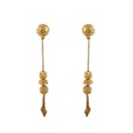 Glossy Diamond Cut Gold Drop Ball Earring - TP6146