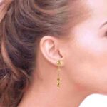 Glossy Diamond Cut Drop Long Gold Earring - TP8716 - Image 4