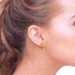 Glossy Diamond Cut Floral Gold Earring - TP8085 - Image 2