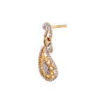 Glossy Glittering Baguette With Round CZ Curved Gold Earring - FT175 - Image 2