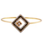 Glossy Oxidise Finish Floral Enamel CZ Studded Square Design Gold Bracelet - FBR50 - Image 3