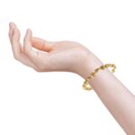 Glossy Sand Blast Diamond Cut Gold Ball Braceet - LBR238 - Image 3