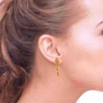 Glossy Sand Blast Finish Drop Jhumki Rhodhium Polish Gold Earring - TP9324 - Image 3