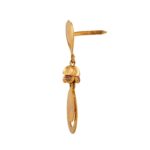 Glossy Sand Blast Finish Heart With Drop Circle Diamond Cut Gold Earring - TP8815 - Image 2