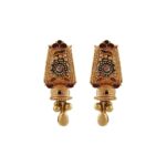 Matte Oxidise Finish Embossed Beads Multicolour Enamel With Purple Stone Studded Gold Earring - TP4316