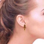 Matte Oxidise Finish Embossed Beads Multicolour Enamel With Purple Stone Studded Gold Earring - TP4316 - Image 2