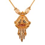 Glossy Matte Diamond Cut Meenakari Traditional Necklace Set - HRJ815 - Image 2
