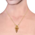 Glossy Matte Diamond Cut Meenakari Traditional Necklace Set - HRJ815 - Image 5