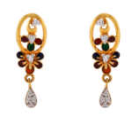 Glossy Blossom Floral Multi colour Enamel CZ Studded Gold Pendant Set - FPS44