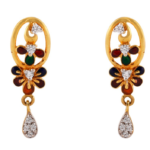 Glossy Blossom Floral Multi colour Enamel CZ Studded Gold Pendant Set - FPS44