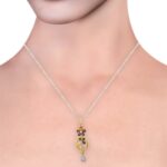 Glossy Blossom Floral Multi colour Enamel CZ Studded Gold Pendant Set - FPS44 - Image 4