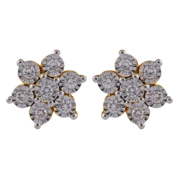 Sparkling Blossom Floral Design Stud Diamond Earring-DTP231