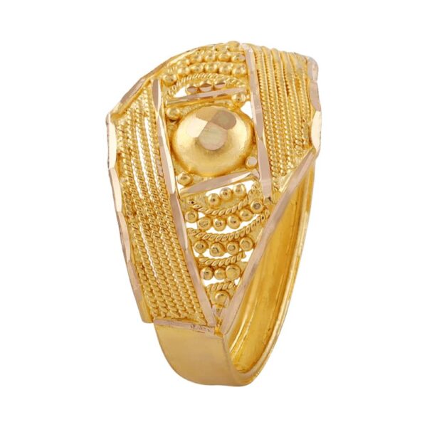 Glossy Spiral Embossed Beads Gold Ring - LR4620