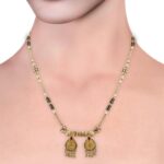 Matte Palm Tree Design Multicolour Enamel Embossed Gold Beads Mangalsutra - MS1070 - Image 4
