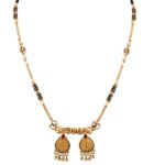 Matte Palm Tree Design Multicolour Enamel Embossed Gold Beads Mangalsutra - MS1070 - Image 2
