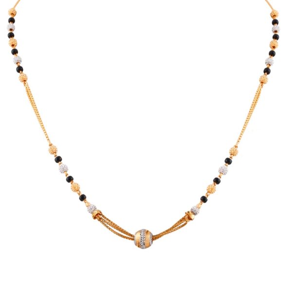 Glossy Diamond Cut Rhodhium Polish Gold Ball Mangalsutra - MS1487