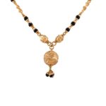 Glossy Sand Blast Finish Connected Drop Gold Ball Mangalsutra - MS1495 - Image 4