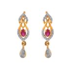 Oval shaped synthetic ruby with CZ pendant set- FPS106 - Image 2