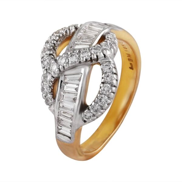 Glittering Channel Pave Set Baguette With Round Cluster Diamond Ring - DR204