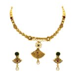 Ceremonial traditional yellow gold 22kt Cz necklace set- ATHT0012