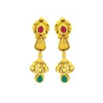 Ceremonial traditional yellow gold 22kt gemstone jhumka earring- ATOP0005