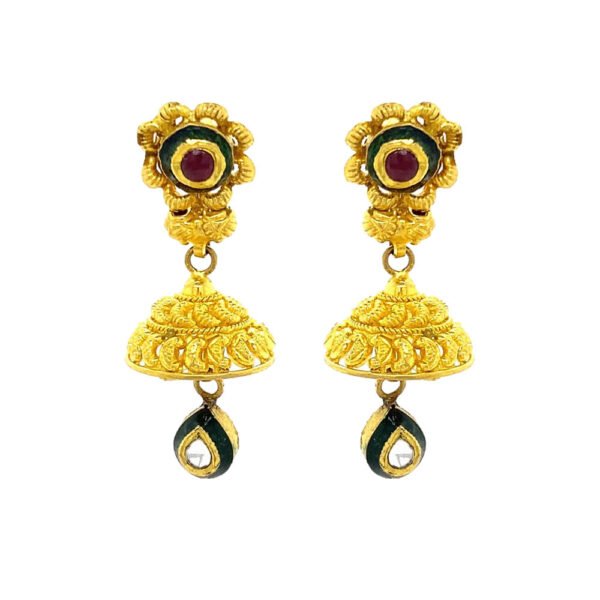 Traditional Yellow Gold 22kt CZ Jhumka Earring- ATOP0011