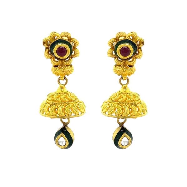 Traditional Yellow Gold 22kt CZ Jhumka Earring- ATOP0011