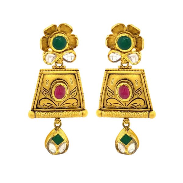 Stunning Traditional Yellow Gold 22kt Gemstone Earring- ATOP0012